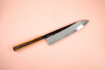 HADO Sumi Blue#1 Damascus Gyuto 240mm W/Cherry Bark Handle - Thecooksedge