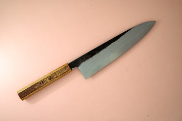 HADO Sumi Blue#1 Damascus Gyuto 240mm W/Cherry Bark Handle (SCRATCH & DENT) - Thecooksedge
