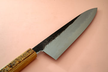 HADO Sumi Blue#1 Damascus Gyuto 240mm W/Cherry Bark Handle (SCRATCH & DENT) - Thecooksedge