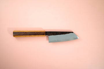 HADO Sumi Blue#1 Damascus Ko-Bunka 135mm W/Cherry Bark Handle - Thecooksedge