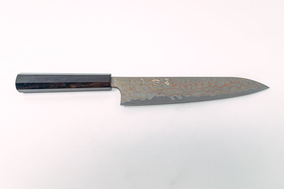 Hatsukokoro Irodori Blue#2 Rainbow Damascus 240mm - Thecooksedge