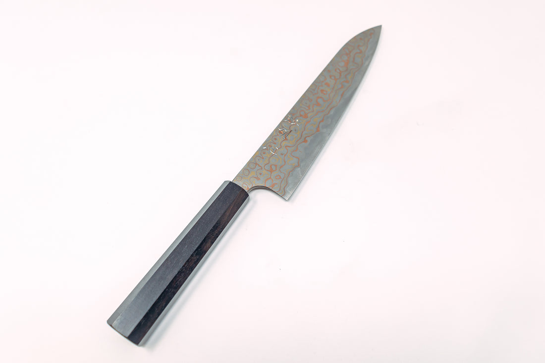 Hatsukokoro Irodori Blue#2 Rainbow Damascus 240mm - Thecooksedge