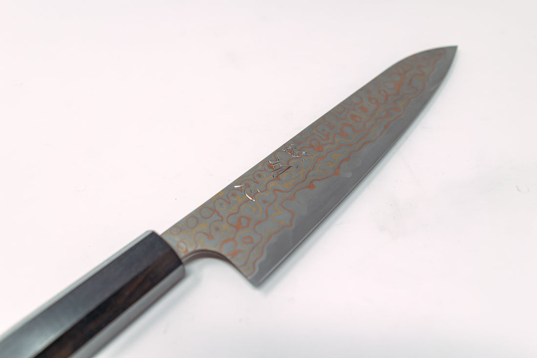 Hatsukokoro Irodori Blue#2 Rainbow Damascus 240mm - Thecooksedge