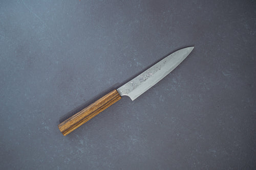 Hatsukokoro Blue#2 Nashiji Damascus petty 150mm - Thecooksedge
