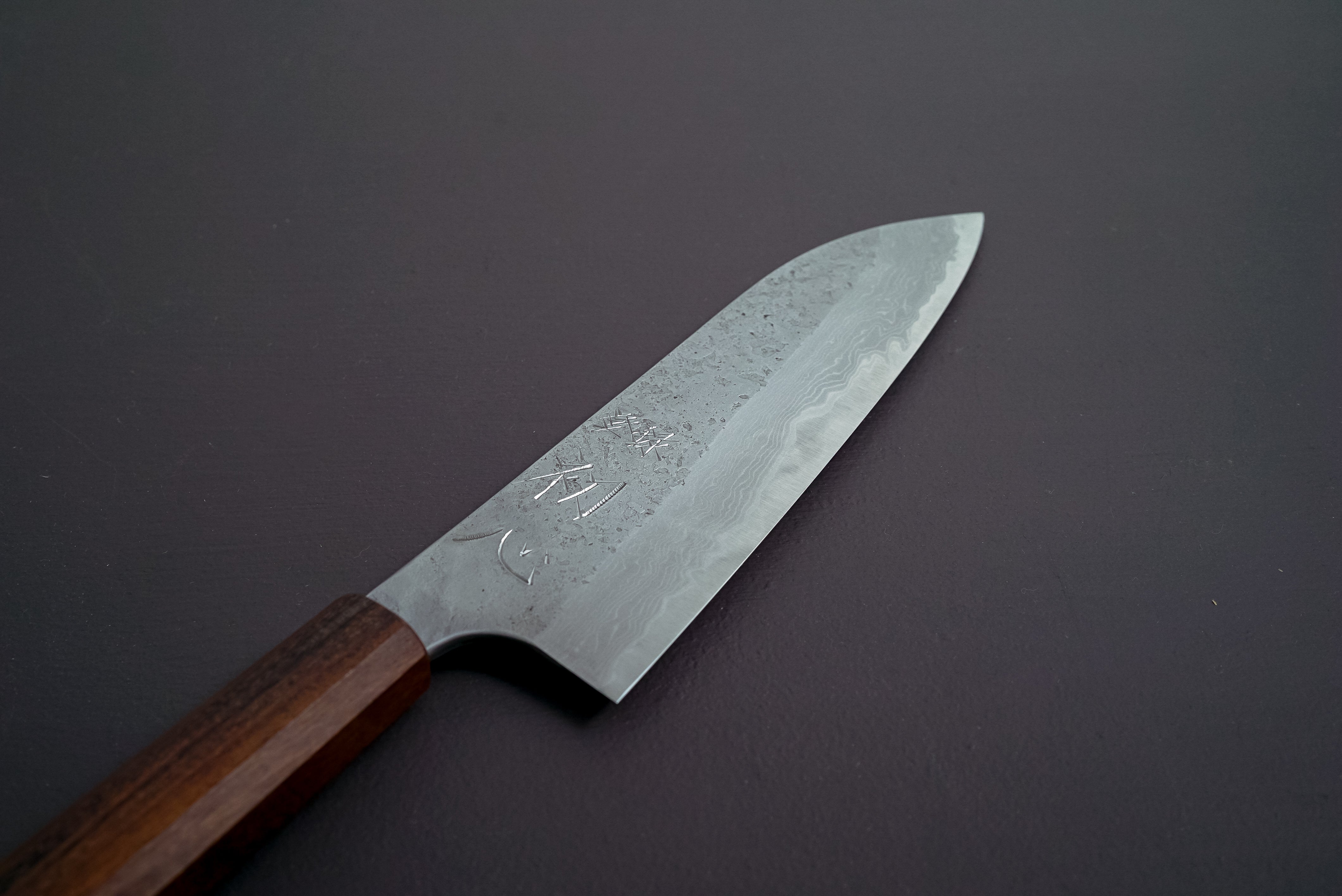 Hatsukokoro Blue#2 Nashiji Damascus Santoku 180mm