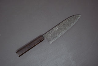 Hatsukokoro Saihyo SG2 Nickel Damascus Kurozome Santoku 180mm - Thecooksedge