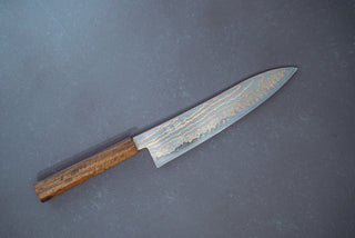Hayabusa Blue2 Rainbow Damascus Gyuto 210mm - Thecooksedge