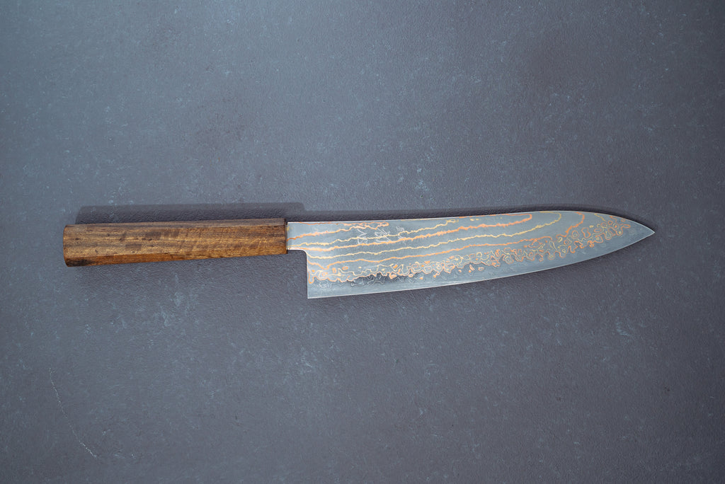 Hayabusa Blue2 Rainbow Damascus Gyuto 210mm - Thecooksedge