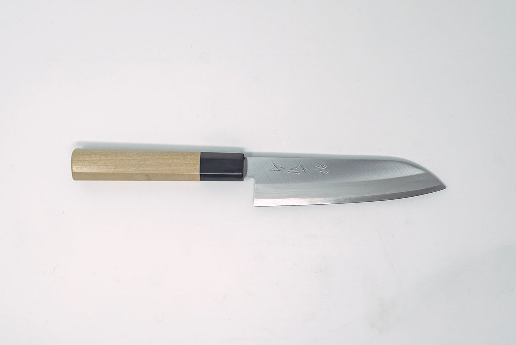Sakai Kikumori Q-AS Santoku 135mm w/Magnolia Handle - Thecooksedge