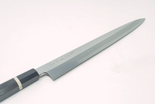 Sakai Kikumori SG2 Mirror Yanagiba 300mm Ebony handle w/black buffalo horn and white spacer - Thecooksedge