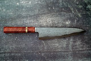 Hatsukokoro Komorebi Damascus Blue#1 Gyuto 210mm w/ Maple Burl Handle - Thecooksedge