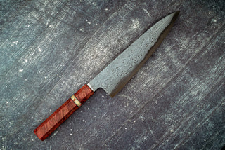 Hatsukokoro Komorebi Damascus Blue#1 Gyuto 210mm w/ Maple Burl Handle - Thecooksedge
