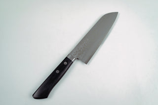 Masutani VG10 Damascus Santoku 170mm Black Handle - Thecooksedge