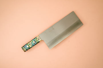 Nakagawa Silver3 Chinese Cleaver Abalone Handle - Thecooksedge