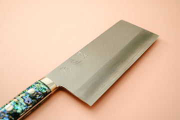 Nakagawa Silver3 Chinese Cleaver Abalone Handle - Thecooksedge