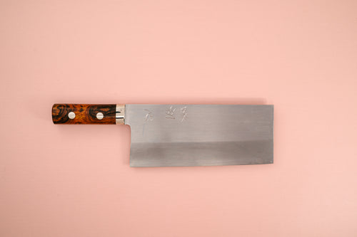 Nakagawa Silver3 Chinese Cleaver Ironwood Handle - Thecooksedge