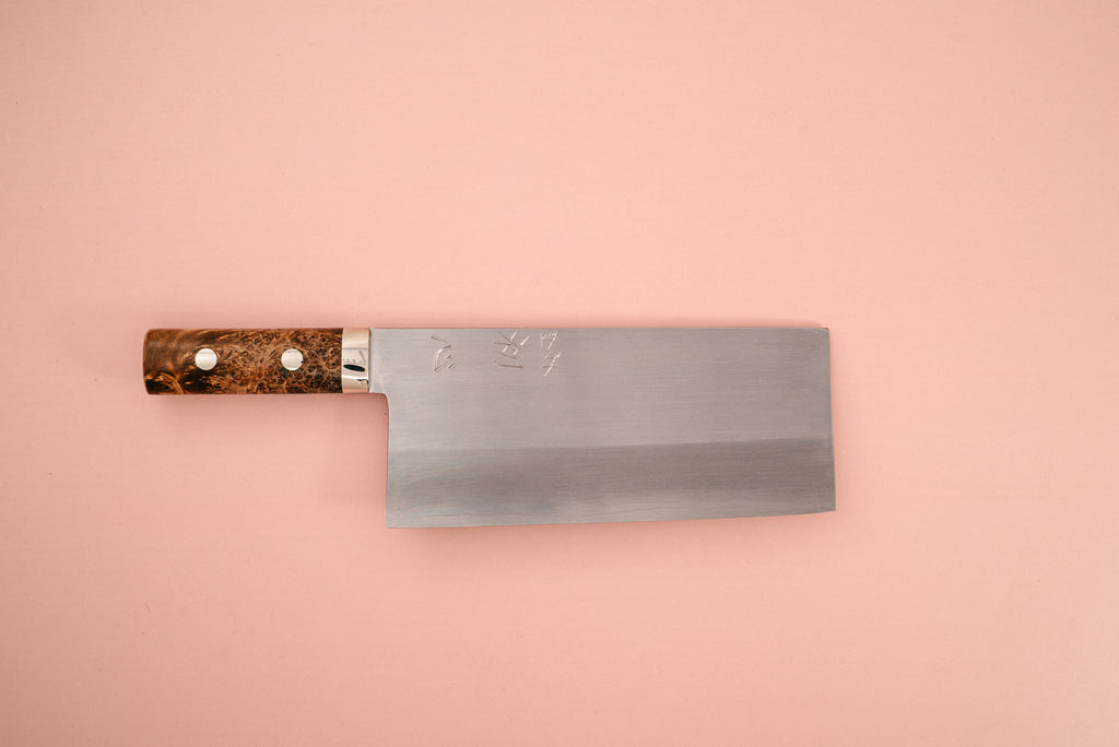 Nakagawa Silver3 Chinese Cleaver Maple Handle - Thecooksedge