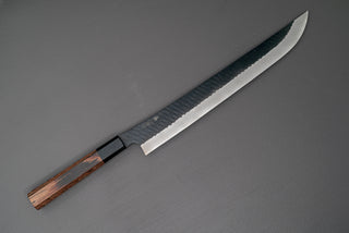 Nigara Hamono SG2 Kurouchi Tsuchime Sakimaru Sujihiki 300mm - Thecooksedge