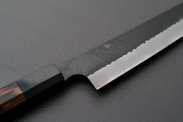 Nigara Hamono SG2 Kurouchi Tsuchime Sakimaru Sujihiki 300mm - Thecooksedge