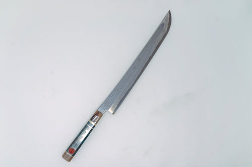 Nigara Hamono Blue2 Twisted Damascus Sakimaru Yanagiba 330mm - Thecooksedge
