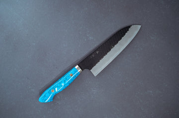 Nigara Hamono Kurouchi SG2 Tsuchime Santoku 180mm - Thecooksedge