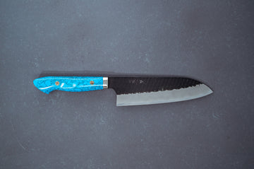 Nigara Hamono Kurouchi SG2 Tsuchime Santoku 180mm - Thecooksedge
