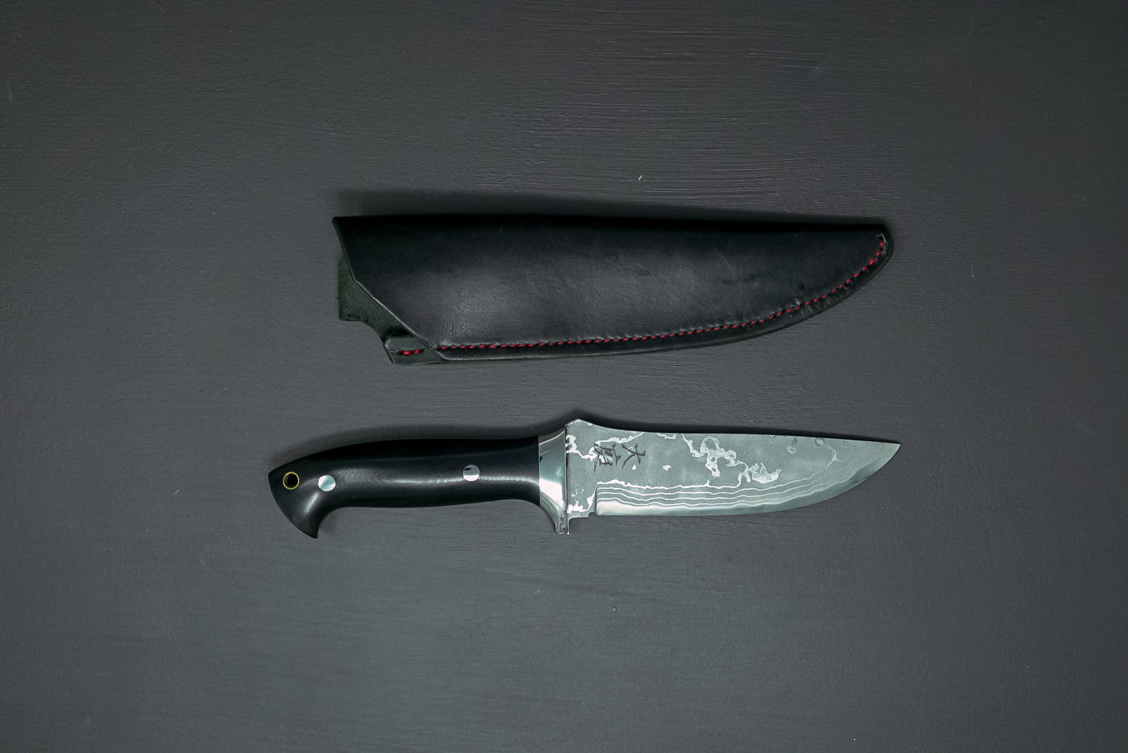 Oba Yuma SG2 Damascus Hunting knife w/Micarta Handle & Leather Sheath - Thecooksedge