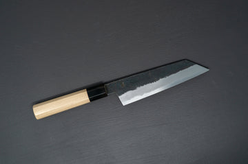 Sakai Kikumori Kikuzuki Kuro Kiritsuke Santoku 180mm - Thecooksedge