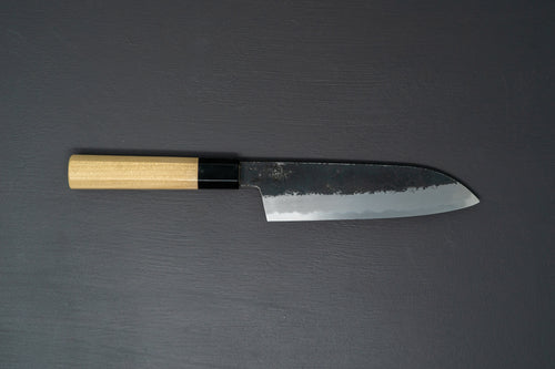 Sakai Kikumori Kikuzuki Kuro Santoku 180mm - Thecooksedge