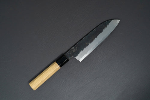Sakai Kikumori Kikuzuki Kuro Santoku 180mm - Thecooksedge