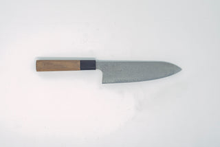 Hatsukokoro Ginyo Silver 3 Damascus Santoku 180mm - Thecooksedge