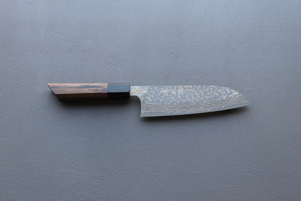 Takeshi Saji VG10 Damascus Santoku 165mm - Thecooksedge