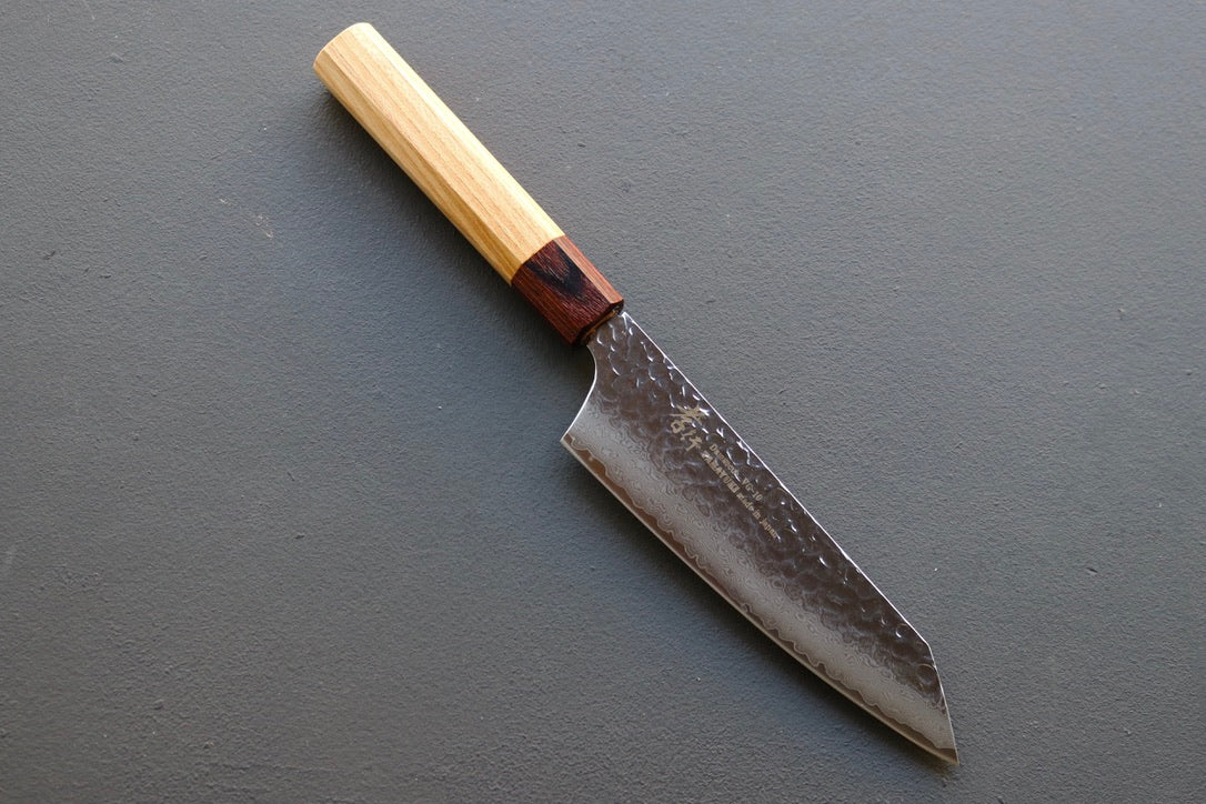 Sakai Takayuki 33 Layer Damascus Wa Kengata Santoku 170mm - Thecooksedge