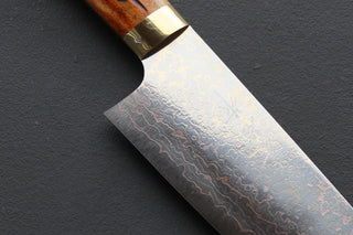Takeshi Saji VG10 Rainbow Damascus Santoku 180mm - Thecooksedge