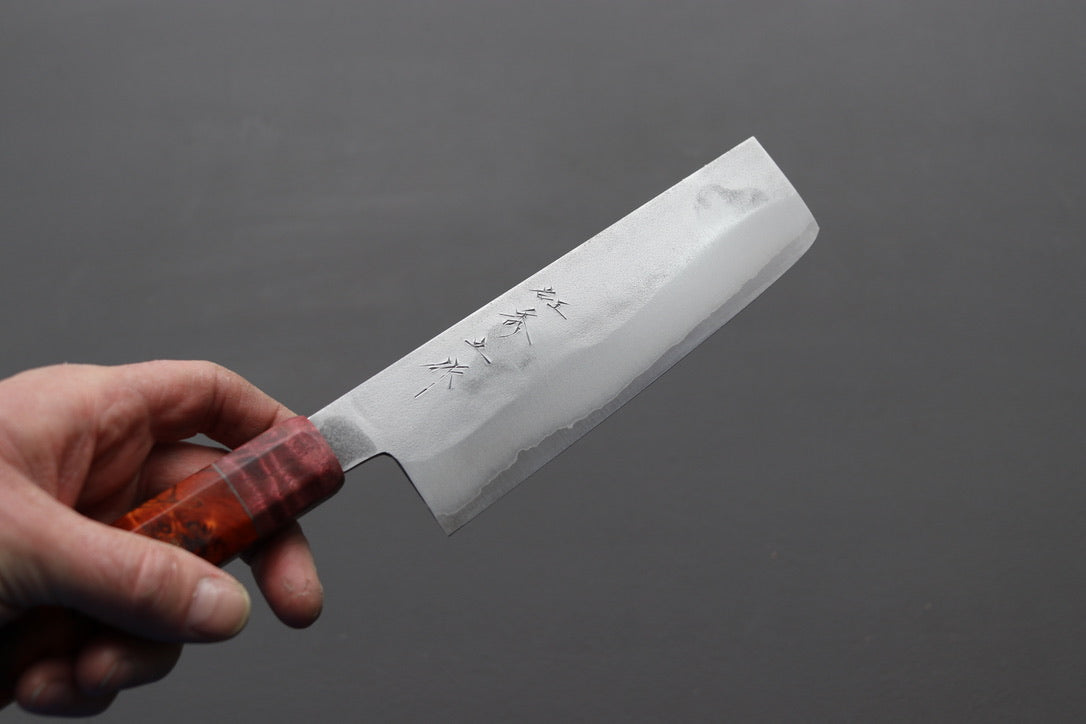 Shigeki Tanaka Nashiji Nakiri 165mm w/Custom Handle - Thecooksedge