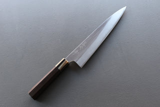 Mazaki Migaki Gyuto 240mm w/Ebony and White Buffalo Horn Handle - Thecooksedge