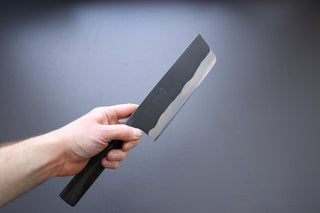 Kaji-bei Suminagashi Kurouchi Nakiri 165mm - Thecooksedge