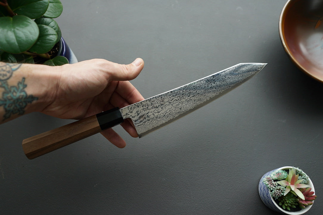 Hatsukokoro Sunaarashi Kurozome Damascus Kiritsuke Gyuto 240mm - Thecooksedge