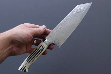 Takeshi Saji R2 Damascus Mirror Finish Bunka 180mm - Thecooksedge