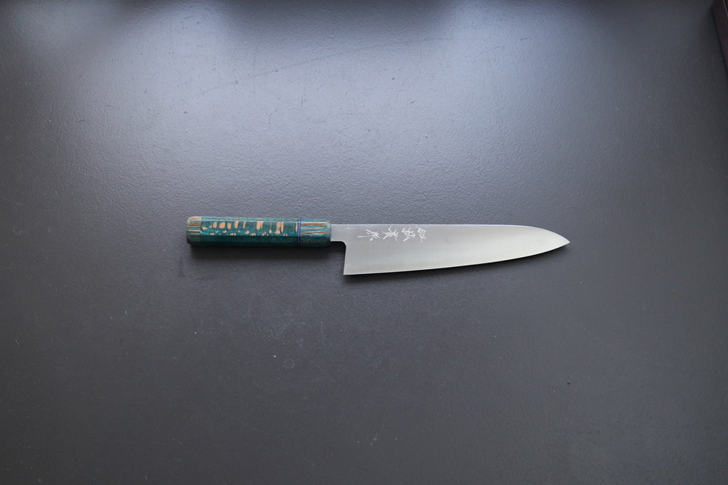 Shigeki Tanaka Migaki Aogami#2 Gyuto 210mm w/Custom Handle - Thecooksedge