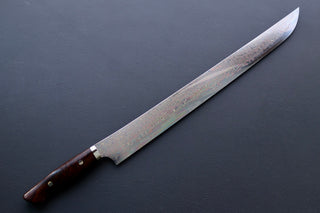 Nigara Hamono Rainbow Damascus Sakimaru Sujihiki 450mm - Thecooksedge