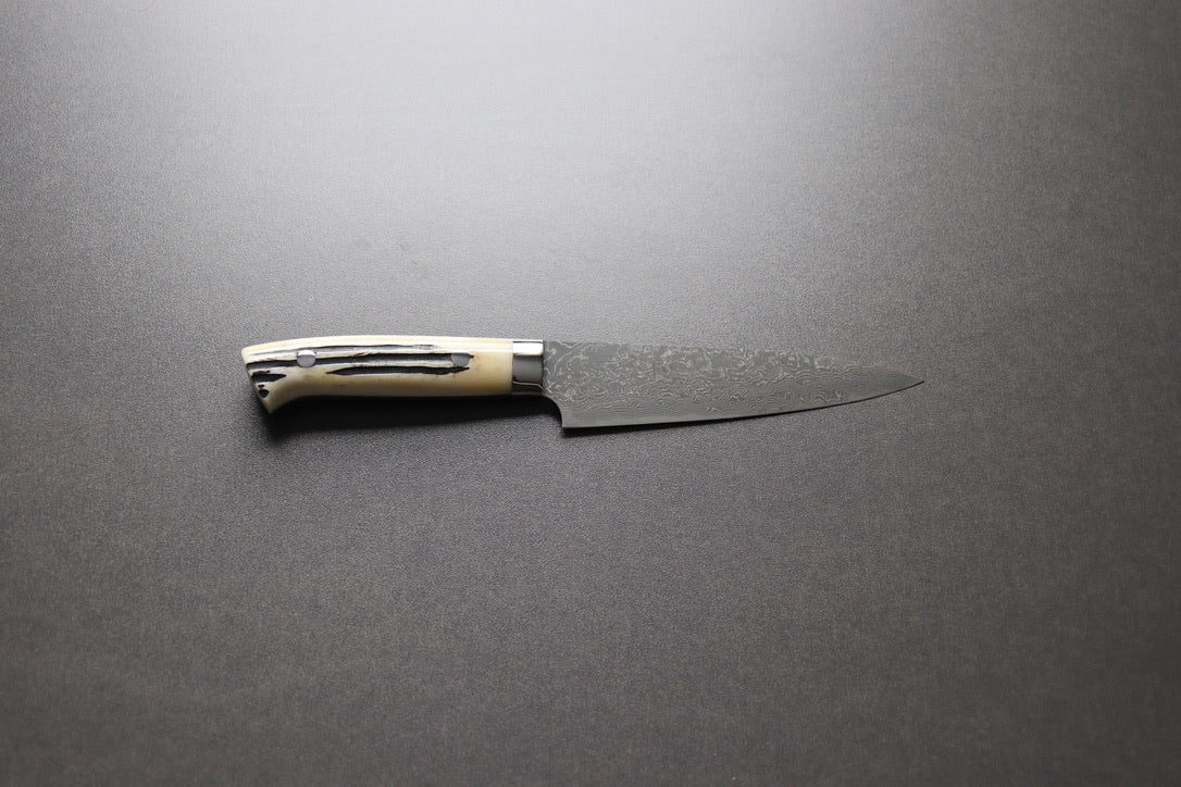 Takeshi Saji R2 Damascus Petty 150 Staghorn handle - Thecooksedge