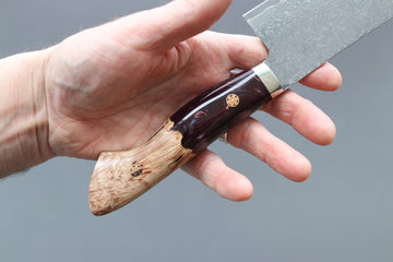 Shigeki Tanaka R2 Damascus Nakiri 170mm w/Custom Western Acrylic/Birch Handle - Thecooksedge