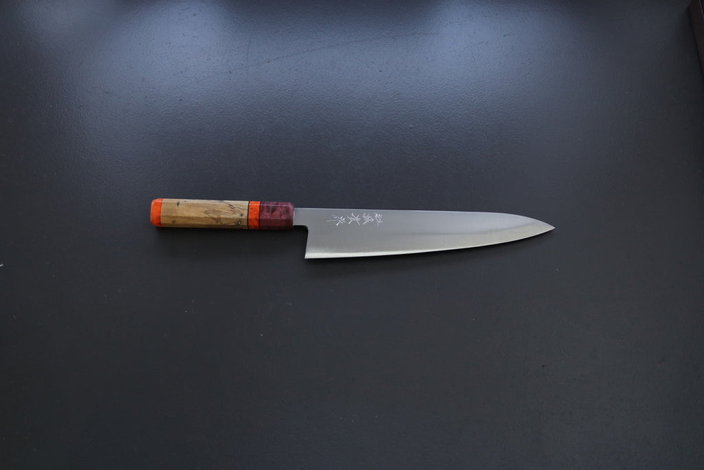 Shigeki Tanaka Migaki Aogami#2 Gyuto 240mm w/Custom Handle - Thecooksedge