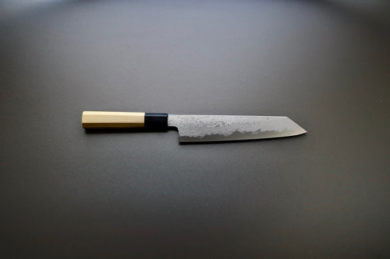 Sakai Kikumori x Yoshikazu Tanaka Blue Damascus Kiritsuke 210mm - Thecooksedge