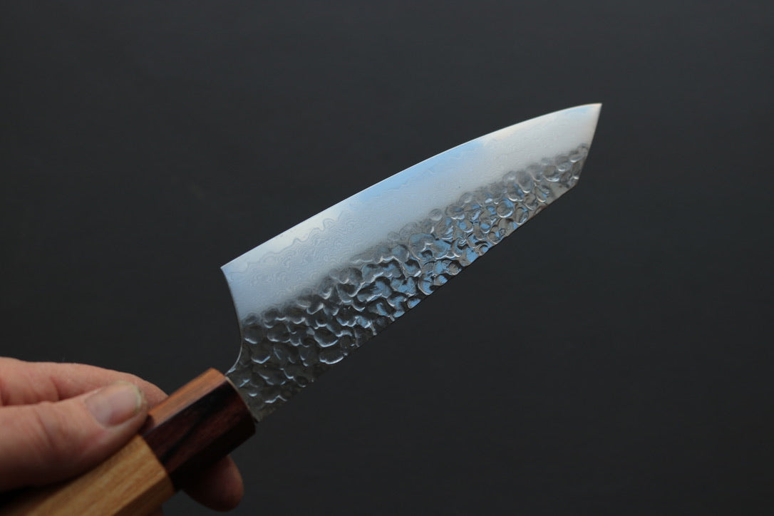 Sakai Takayuki 33 Layer Damascus Wa Kengata Santoku 170mm - Thecooksedge