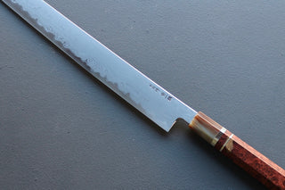 Nakagawa x Myojin Blue1 Damascus Sakimaru Sujihiki 390mm - Thecooksedge