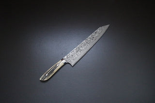 Takeshi Saji R2  Damascus Staghorn Handle Kiritsuke 270mm - Thecooksedge