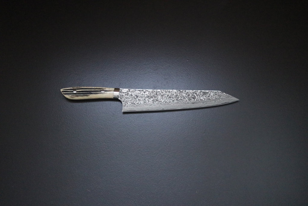 Takeshi Saji R2  Damascus Staghorn Handle Kiritsuke 270mm - Thecooksedge