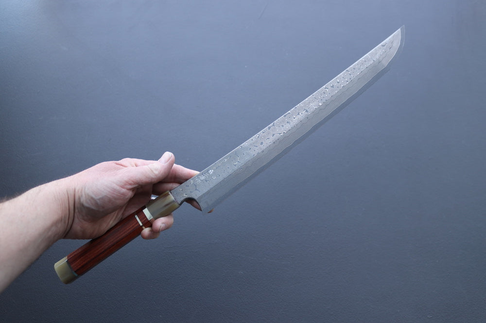 Nigara Hamono Silver3 Kurozome Sakimaru Yanagiba 330mm - Thecooksedge